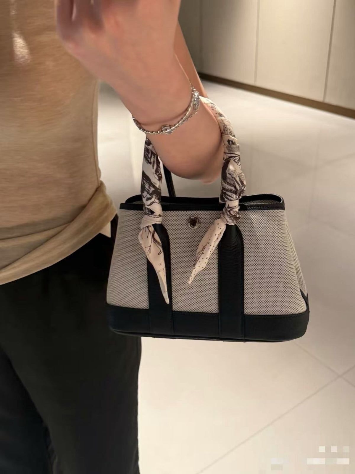 Hermès Garden Party Mini Bag - Black & White "Panda" Colorway