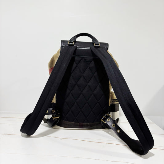Burberry Classic Check Large Backpack - Khaki & Black Trim (Canvas & Leather)