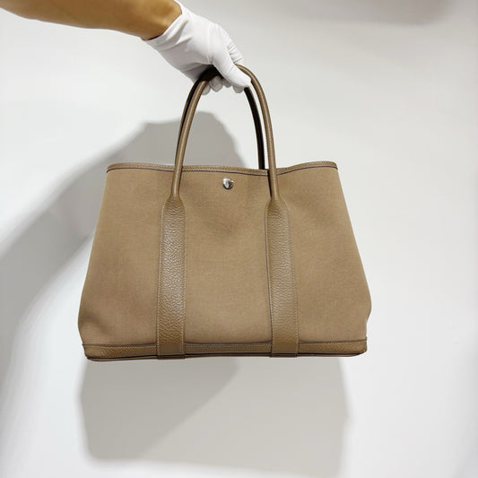 Hermès Garden Party 36 - Etoupe (Elephant Grey) Canvas & Leather Tote (Y Stamp)
