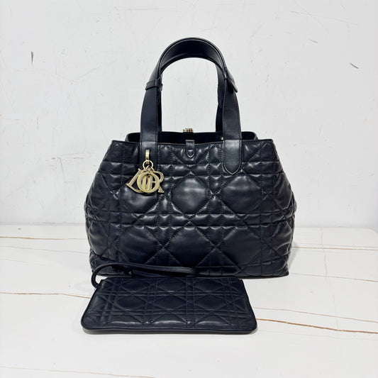 Dior Toujours Medium Tote - Black Supple Leather with Gold Hardware