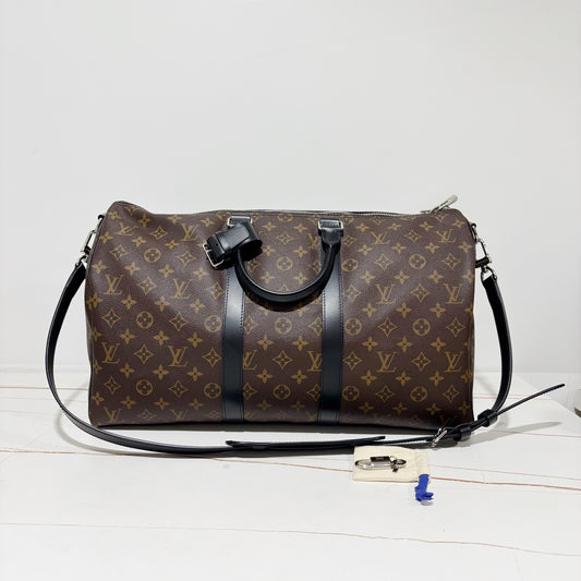 Louis Vuitton Keepall 45 Bandoulière - Monogram & Black Trim (Microchip)