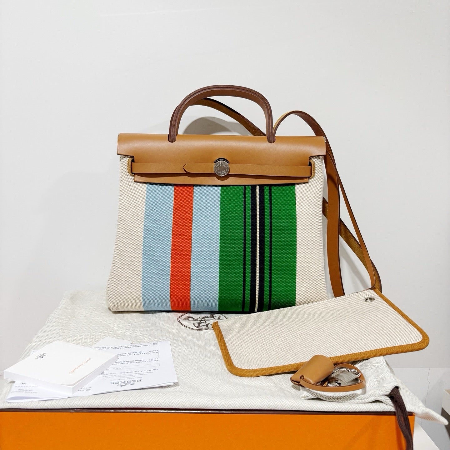 Hermès Herbag Zip 31 - H Plume Canvas & Hunter Leather (Silver HW, Stamp W / June 2026 Receipt)