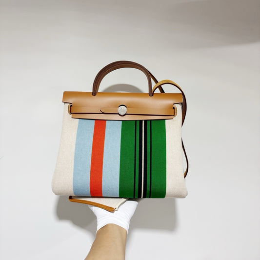 Hermès Herbag Zip 31 - H Plume Canvas & Hunter Leather (Silver HW, Stamp W / June 2026 Receipt)