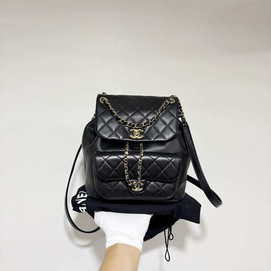 Chanel 24K Large Duma Backpack - Black Calfskin