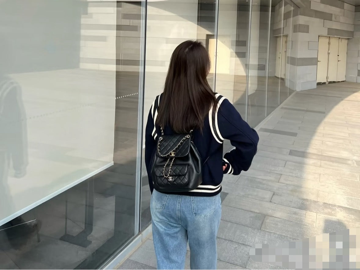 Chanel 24K Large Duma Backpack - Black Calfskin