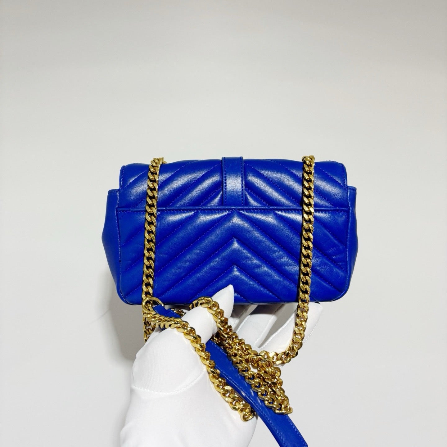 Saint Laurent (YSL) Mini College Monogram Satchel - Electric Blue / Gold Hardware