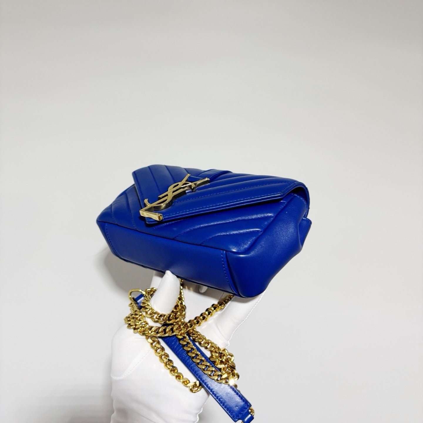 Saint Laurent (YSL) Mini College Monogram Satchel - Electric Blue / Gold Hardware
