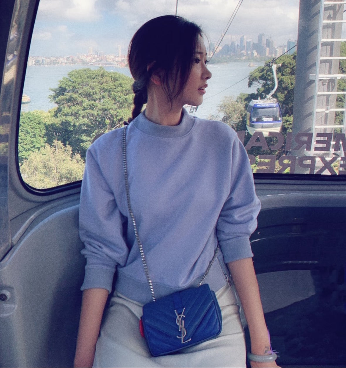 Saint Laurent (YSL) Mini College Monogram Satchel - Electric Blue / Gold Hardware