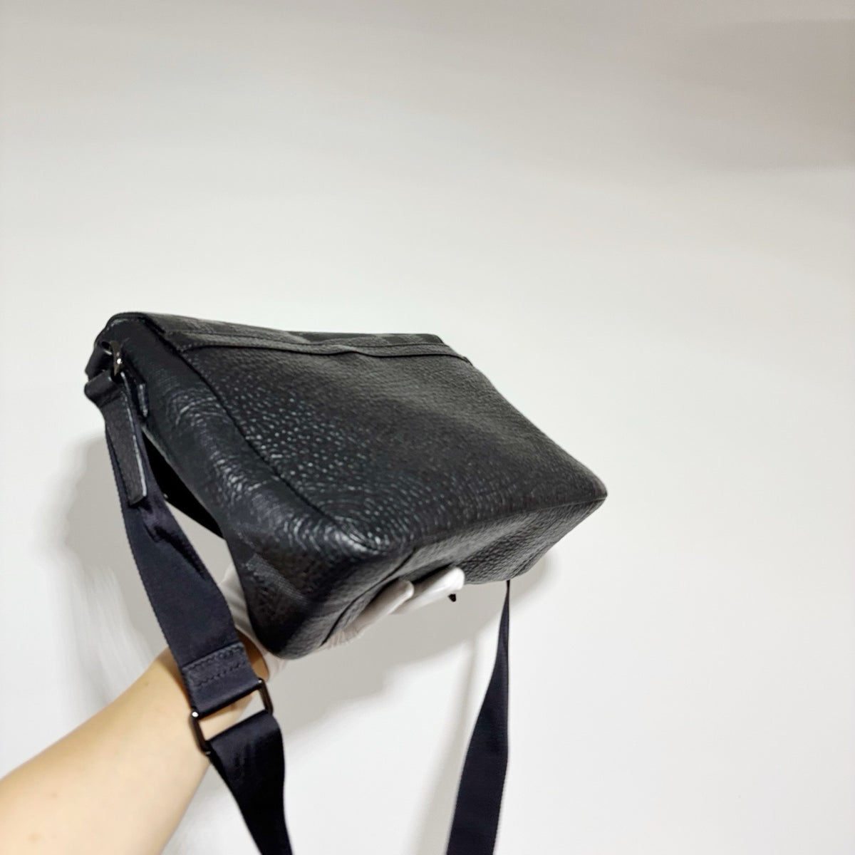 Burberry Black Leather Check Messenger Bag - Classic Commuter Bag