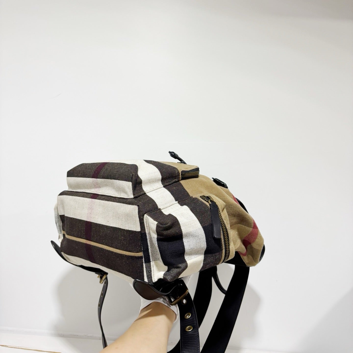 Burberry Classic Check Large Backpack - Khaki & Black Trim (Canvas & Leather)