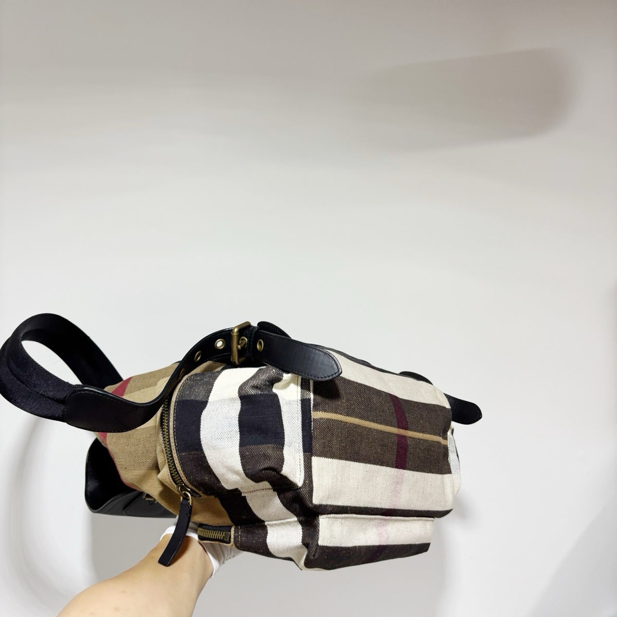 Burberry Classic Check Large Backpack - Khaki & Black Trim (Canvas & Leather)