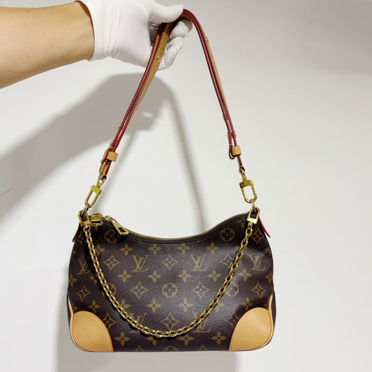 Louis Vuitton Boulogne Monogram - Yellow Leather Trim & Chain Strap (Microchip)