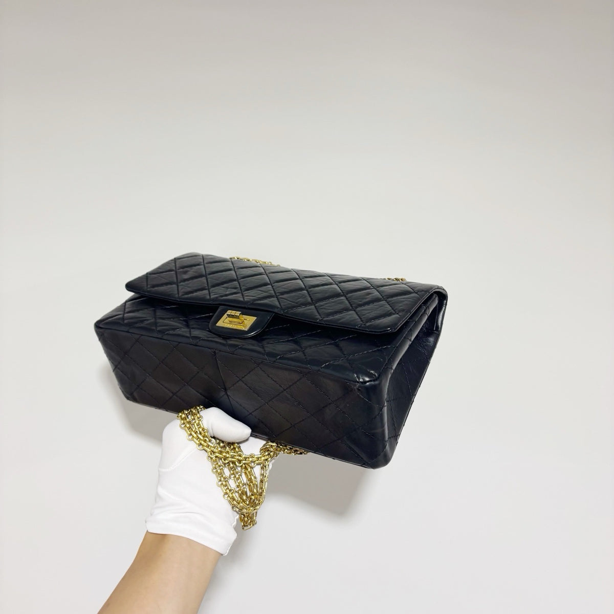 Chanel Classic Reissue 2.55 Flap Bag - Medium Black Calfskin with Gold Hardware