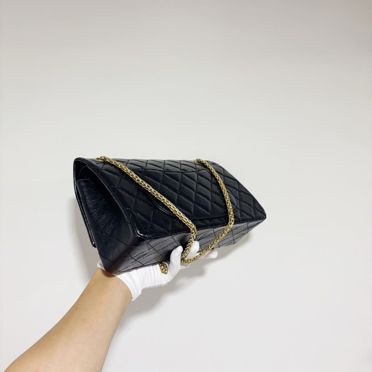 Chanel Classic Reissue 2.55 Flap Bag - Medium Black Calfskin with Gold Hardware