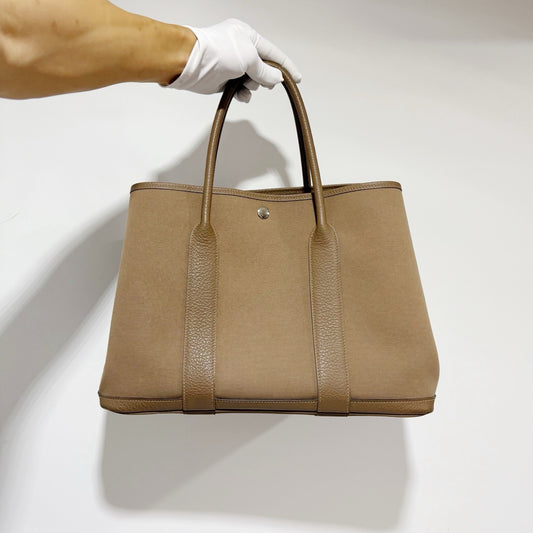 Hermès Garden Party 36 - Etoupe (Elephant Grey) Canvas & Leather Tote (Y Stamp)