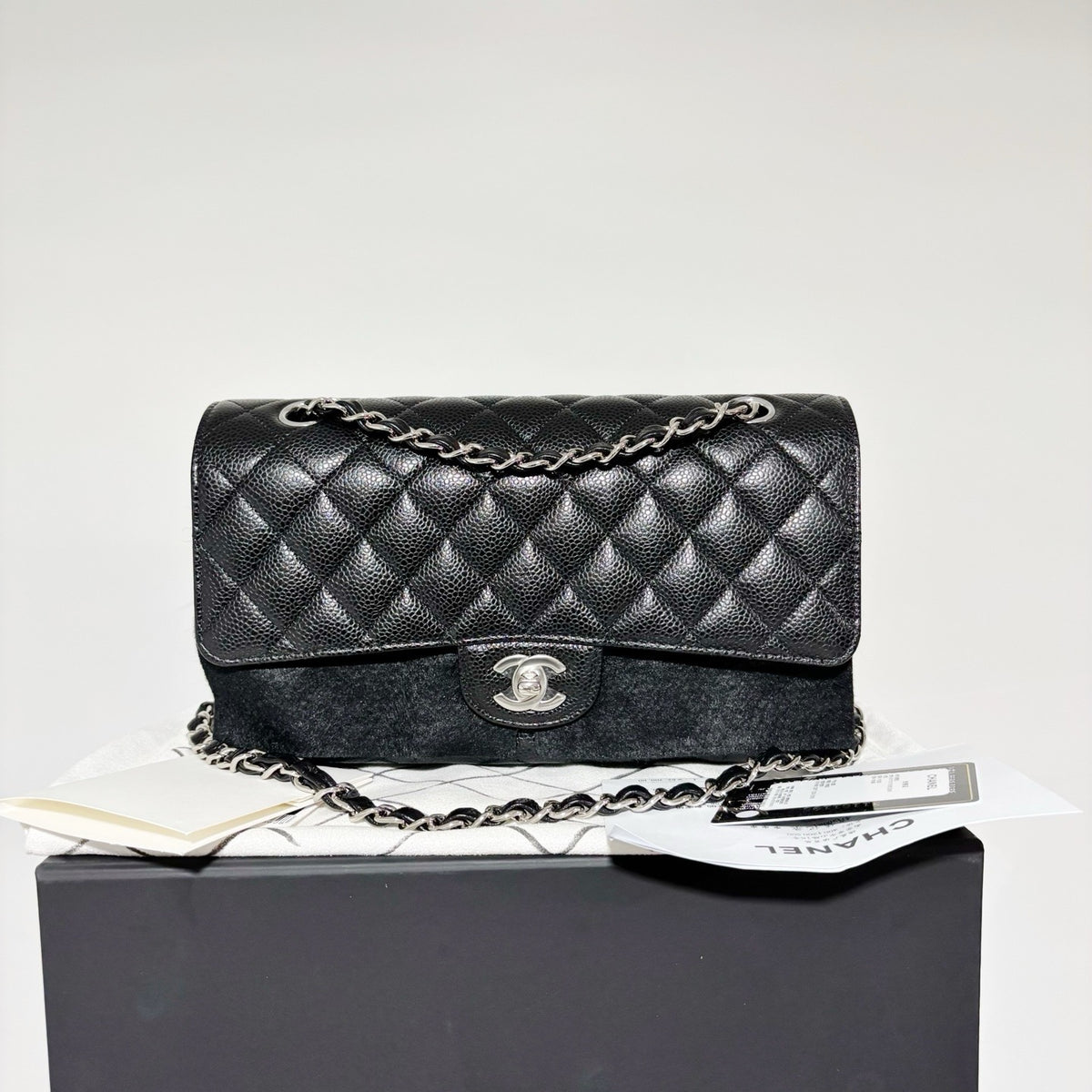 Chanel Classic Flap Medium - Black Caviar Leather with Silver Hardware (Brand New / Series 31)