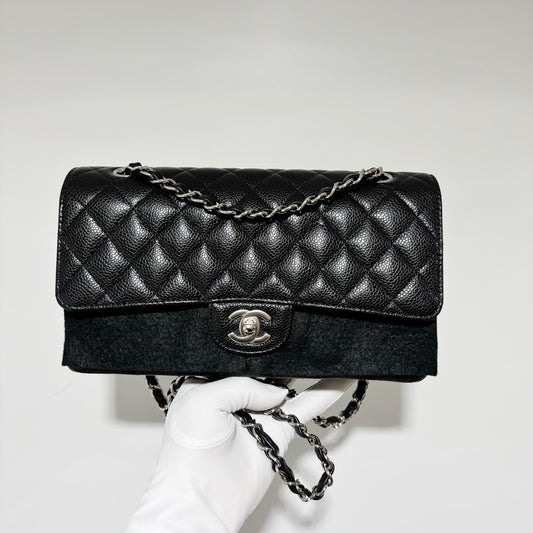 Chanel Classic Flap Medium - Black Caviar Leather with Silver Hardware (Brand New / Series 31)
