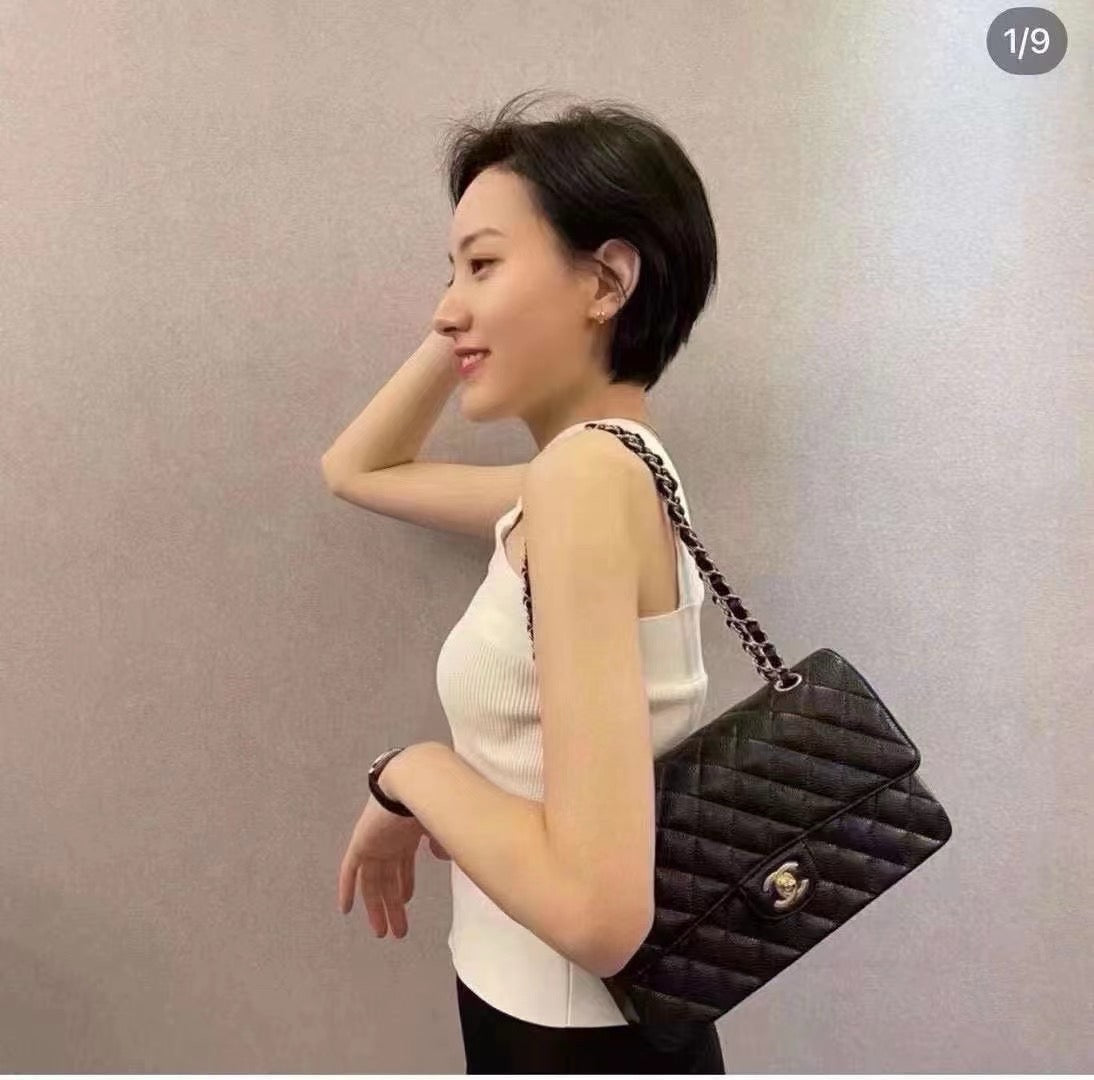 Chanel Classic Flap Medium - Black Caviar Leather with Silver Hardware (Brand New / Series 31)