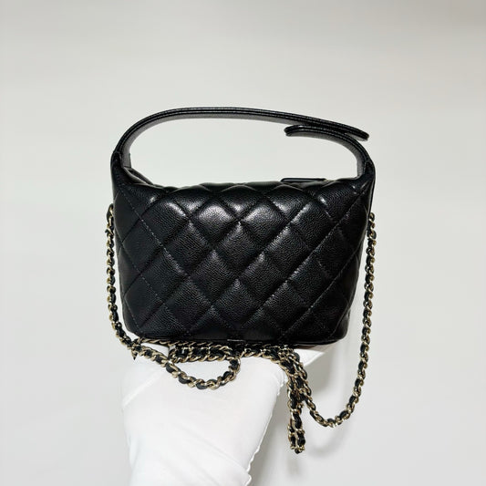 Chanel Small Hobo Bag ("Lunch Box") - Black Caviar Leather with Gold Hardware (Brand New / Full Set)