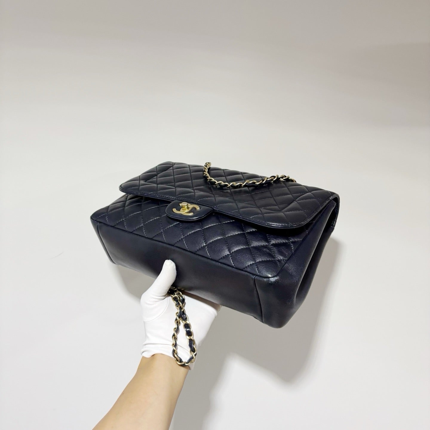 Chanel Classic Flap Large - Navy Blue Lambskin with Gold Hardware (Series 21 / Seasonal Edition)