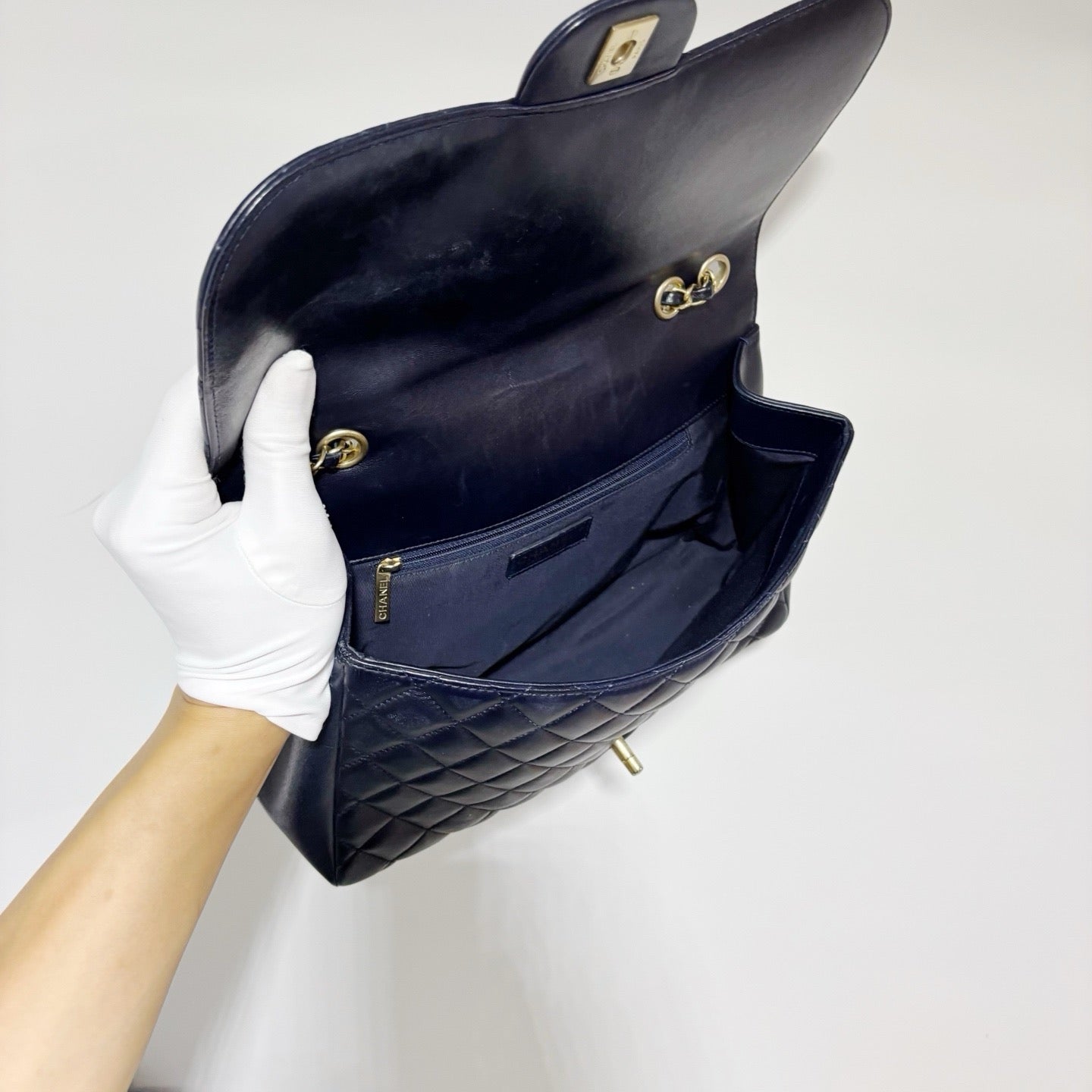 Chanel Classic Flap Large - Navy Blue Lambskin with Gold Hardware (Series 21 / Seasonal Edition)