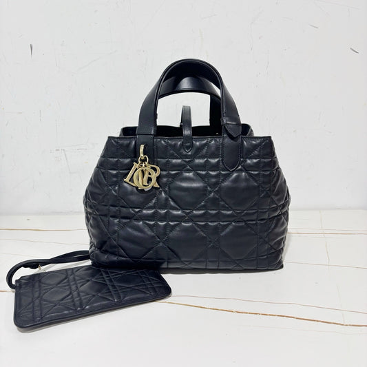 Dior Toujours Medium Tote - Black Supple Leather with Gold Hardware
