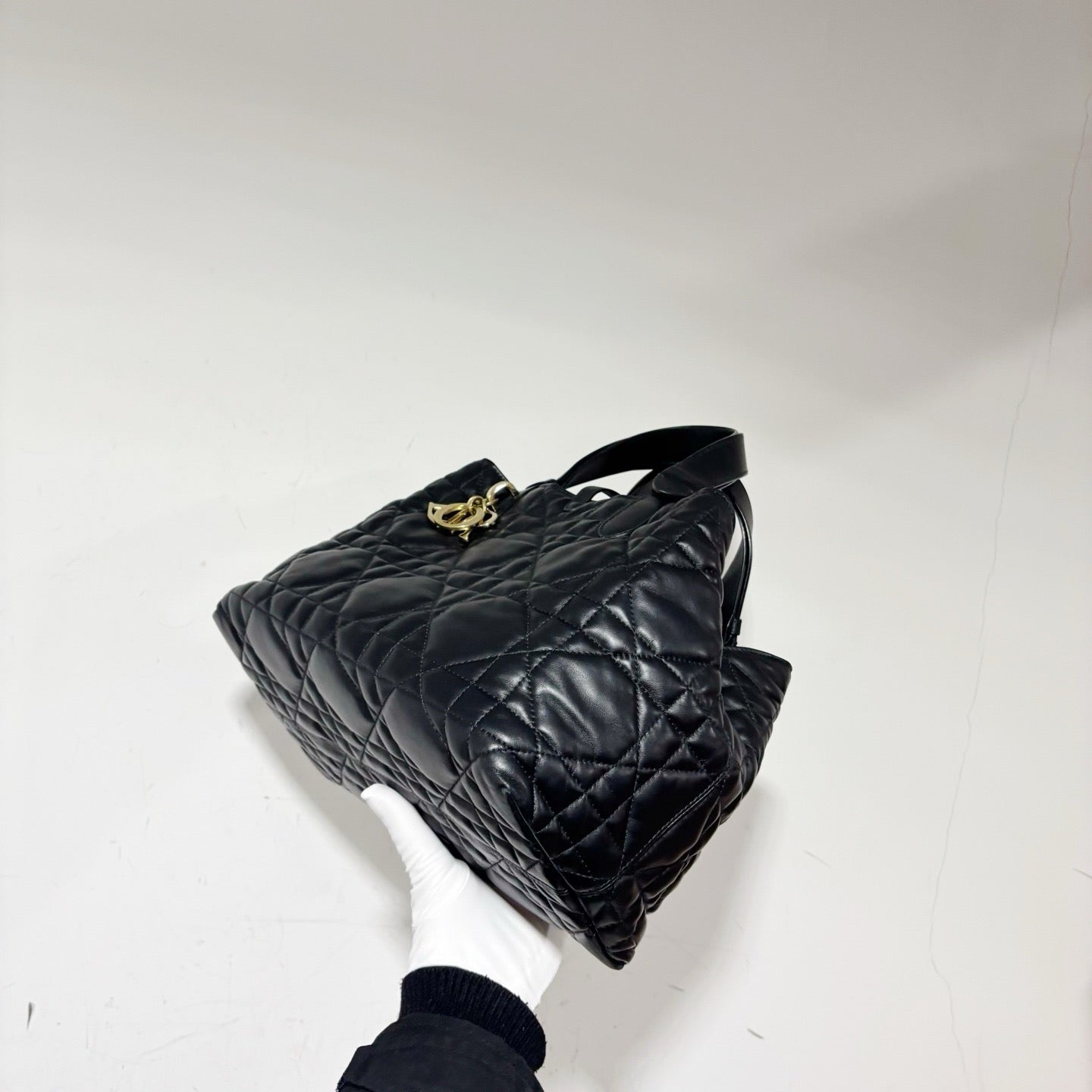 Dior Toujours Medium Tote - Black Supple Leather with Gold Hardware