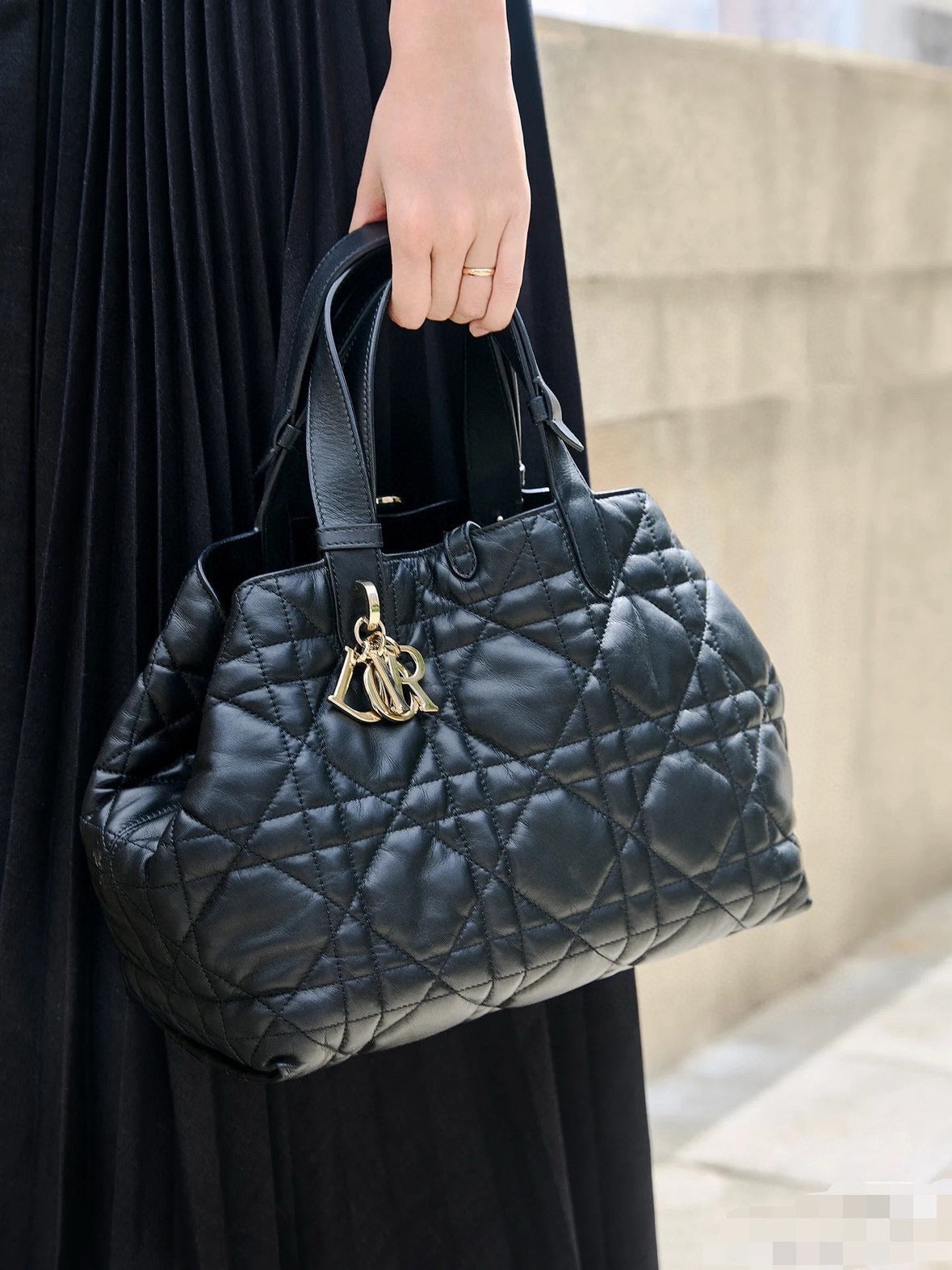 Dior Toujours Medium Tote - Black Supple Leather with Gold Hardware